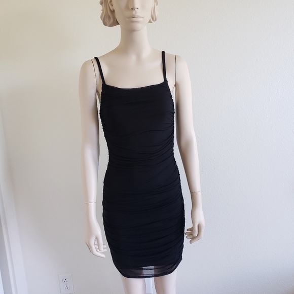 Lovers and Friends Black Bodycon Ruched Mini Dress size Small - Picture 3 of 16